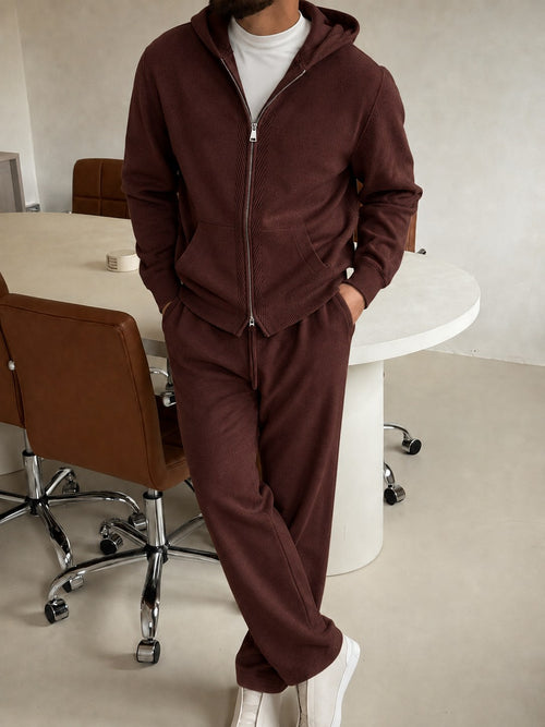 Cremona Hooded Knit Tracksuit - Chocolate
