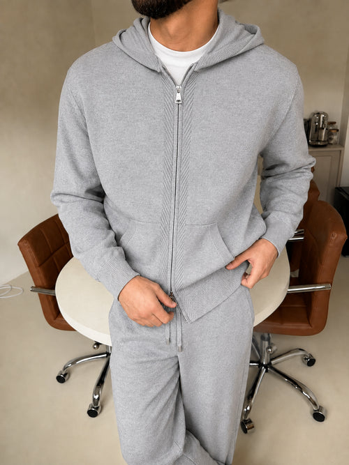 Cremona Hooded Knit Tracksuit - Gray