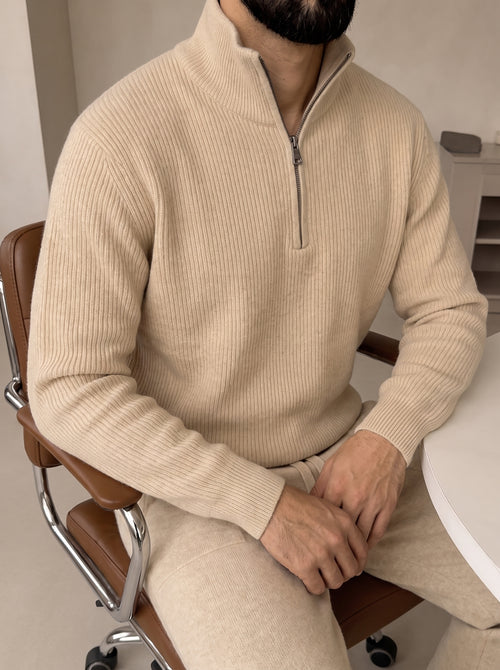 Ravenna Knit Polo Set - Beige