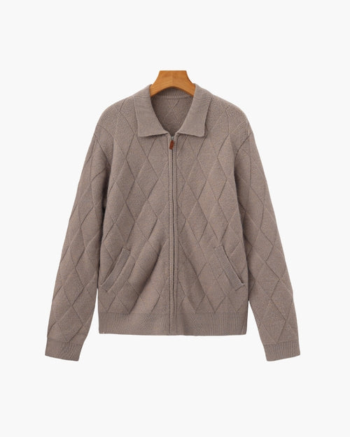 Diamond Knit Half-Zip Cardigan