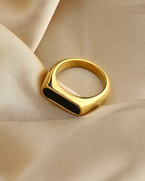 Obsidian Enamel Statement Ring
