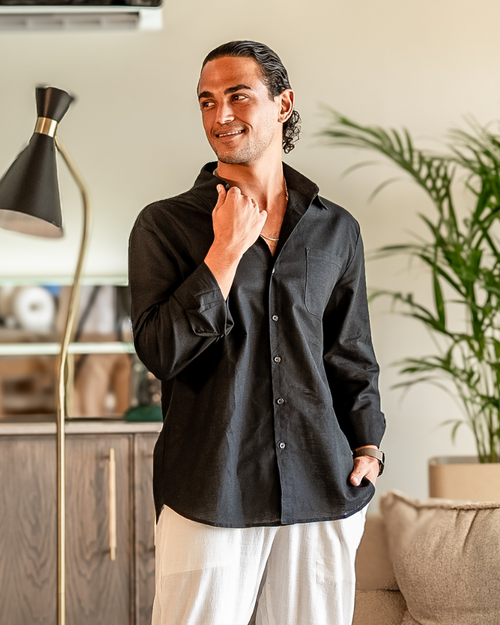 Monochrome Linen Shirt and Trouser Set