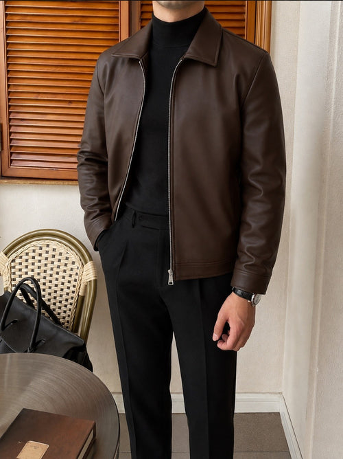 Pavia Leather Jacket - Chocolate