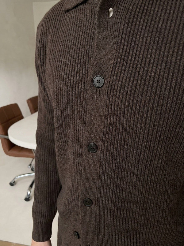 Mantova Button Knit Set - Chocolate fit