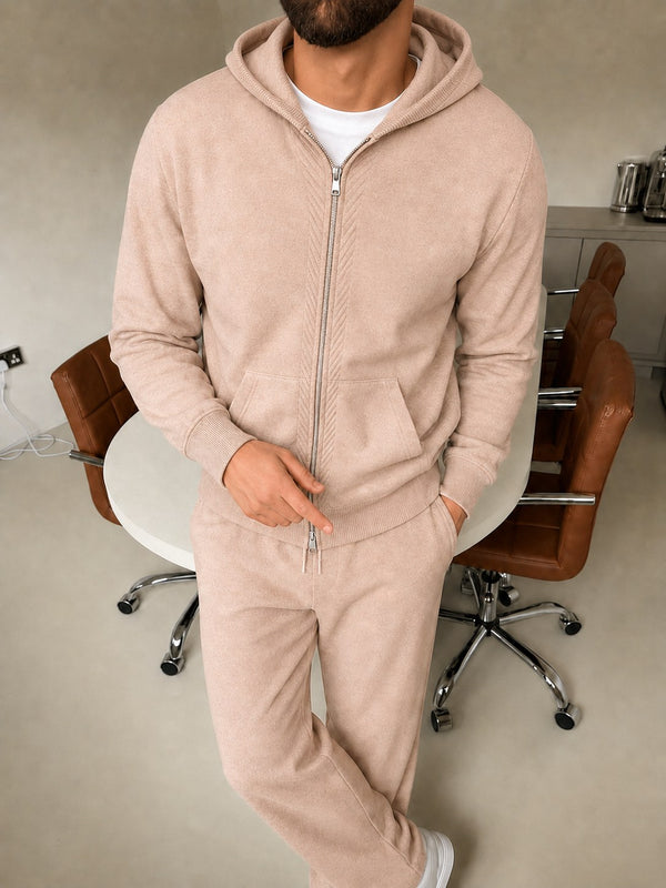 Cremona Hooded Knit Tracksuit - Beige