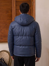 Trento Hooded Leather Jacket - Blue