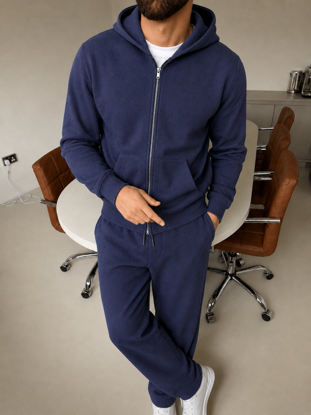 Cremona Hooded Knit Tracksuit - Navy