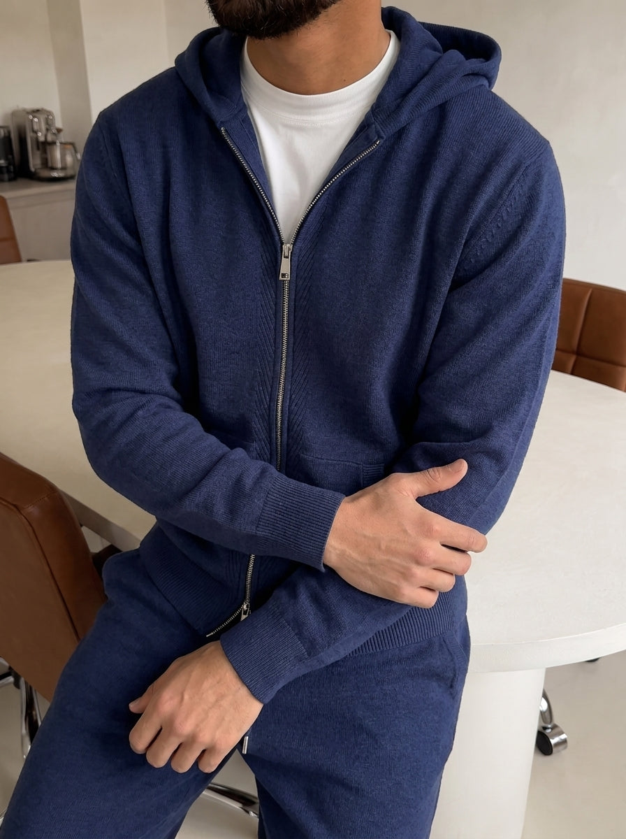 Cremona Hooded Knit Tracksuit - Navy