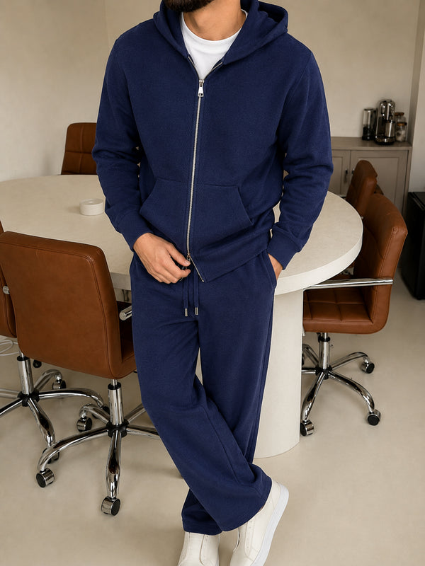 Cremona Hooded Knit Tracksuit - Navy fabric
