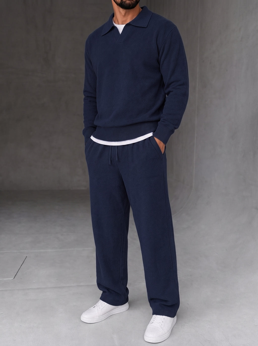 Parma Knit Polo Set - Navy