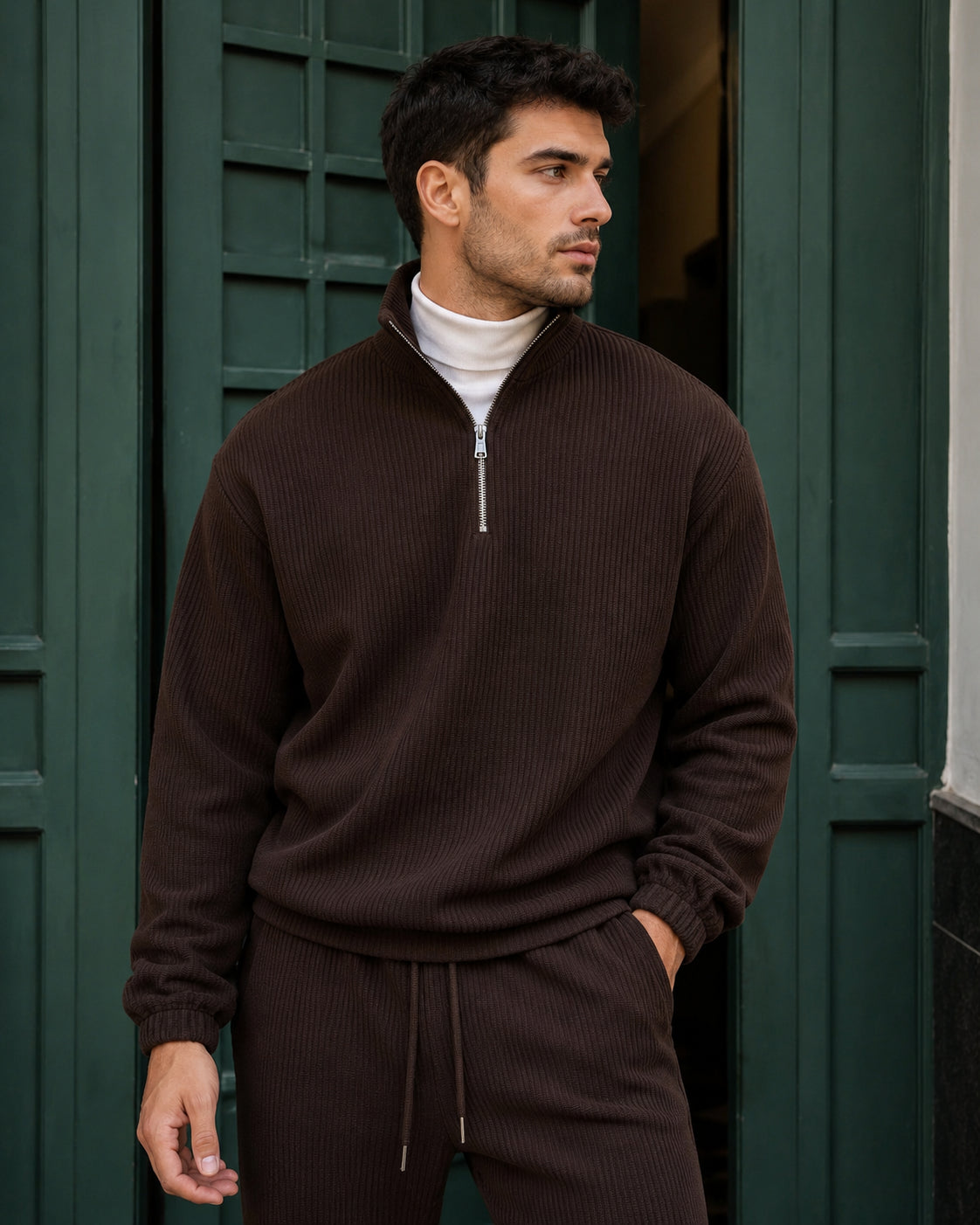 Garda Half-Zip Tracksuit - Chocolate