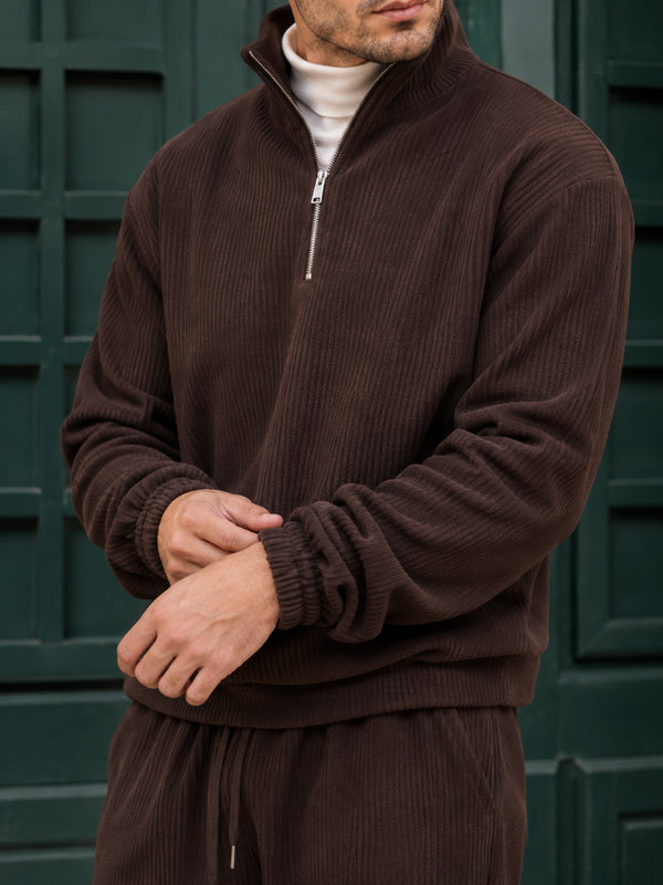 Garda Half-Zip Tracksuit - Chocolate fabric