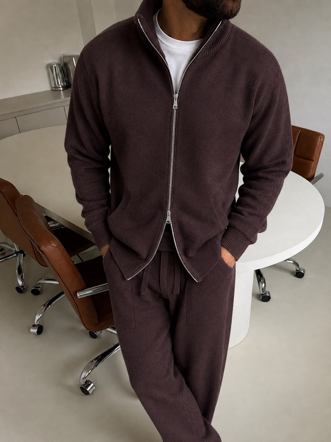 Bergamo Knit Tracksuit - Chocolate