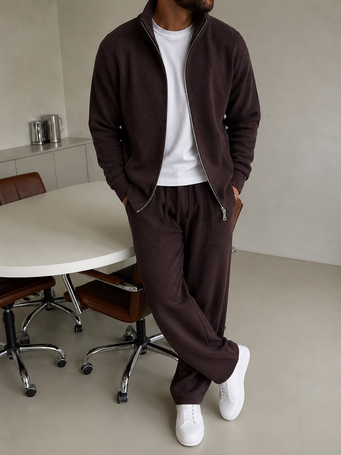 Bergamo Knit Tracksuit - Chocolate