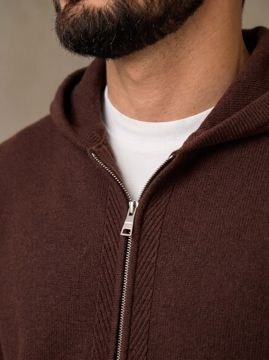 Cremona Hooded Knit Tracksuit - Chocolate