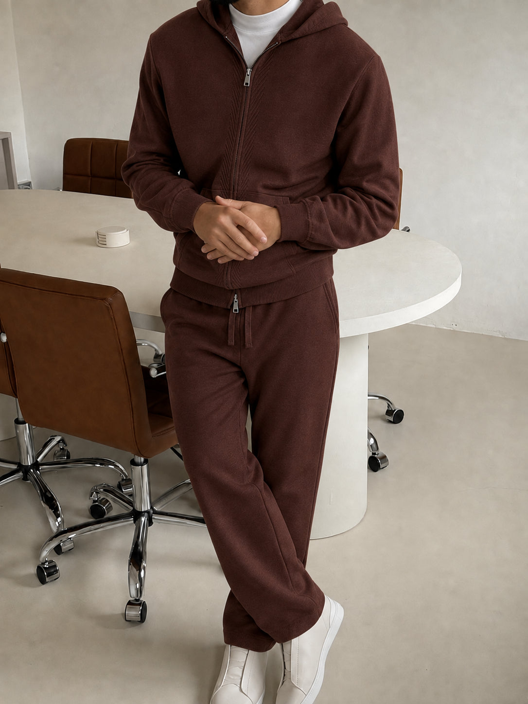 Cremona Hooded Knit Tracksuit - Chocolate