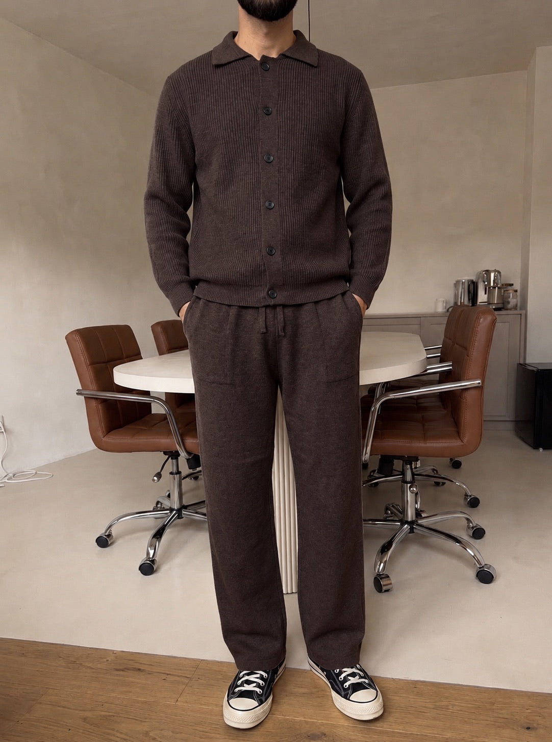 Mantova Button Knit Set - Chocolate