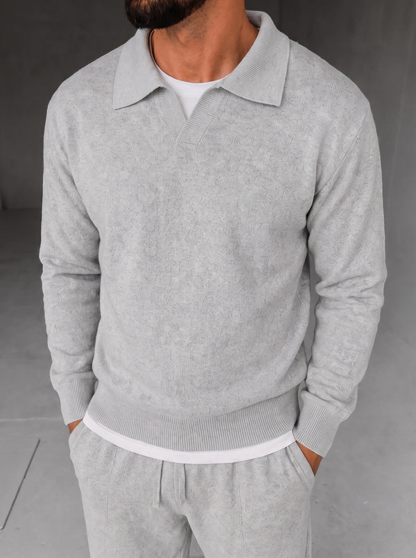 Parma Knit Polo Set - Gray fabric