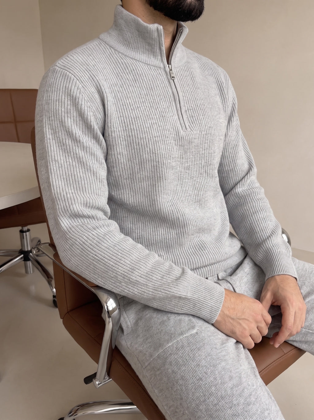 Ravenna Knit Polo Set - Gray