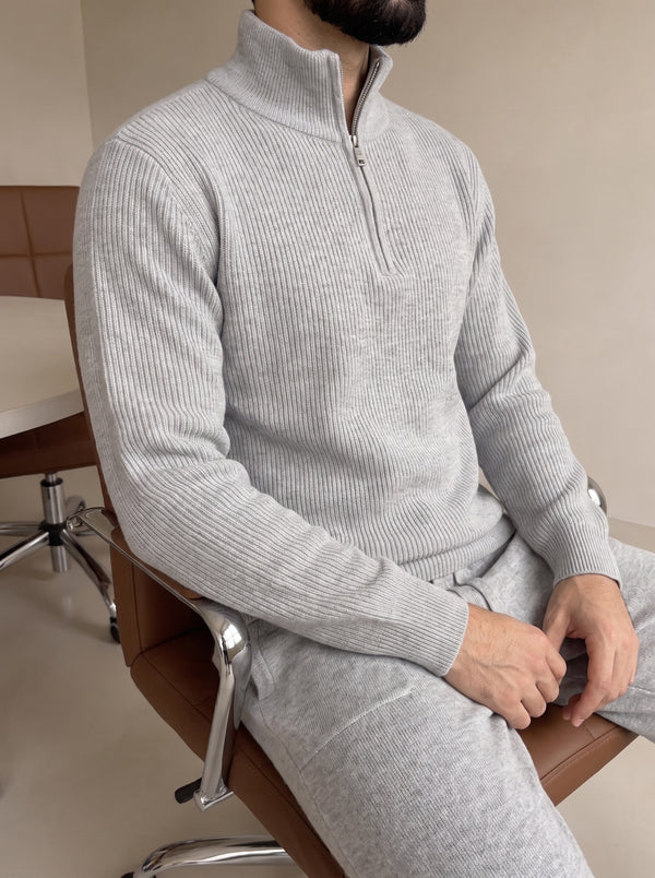 Ravenna Knit Polo Set - Gray fabric