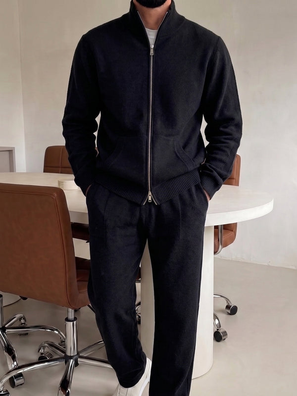 Bergamo Knit Tracksuit - Black fabric