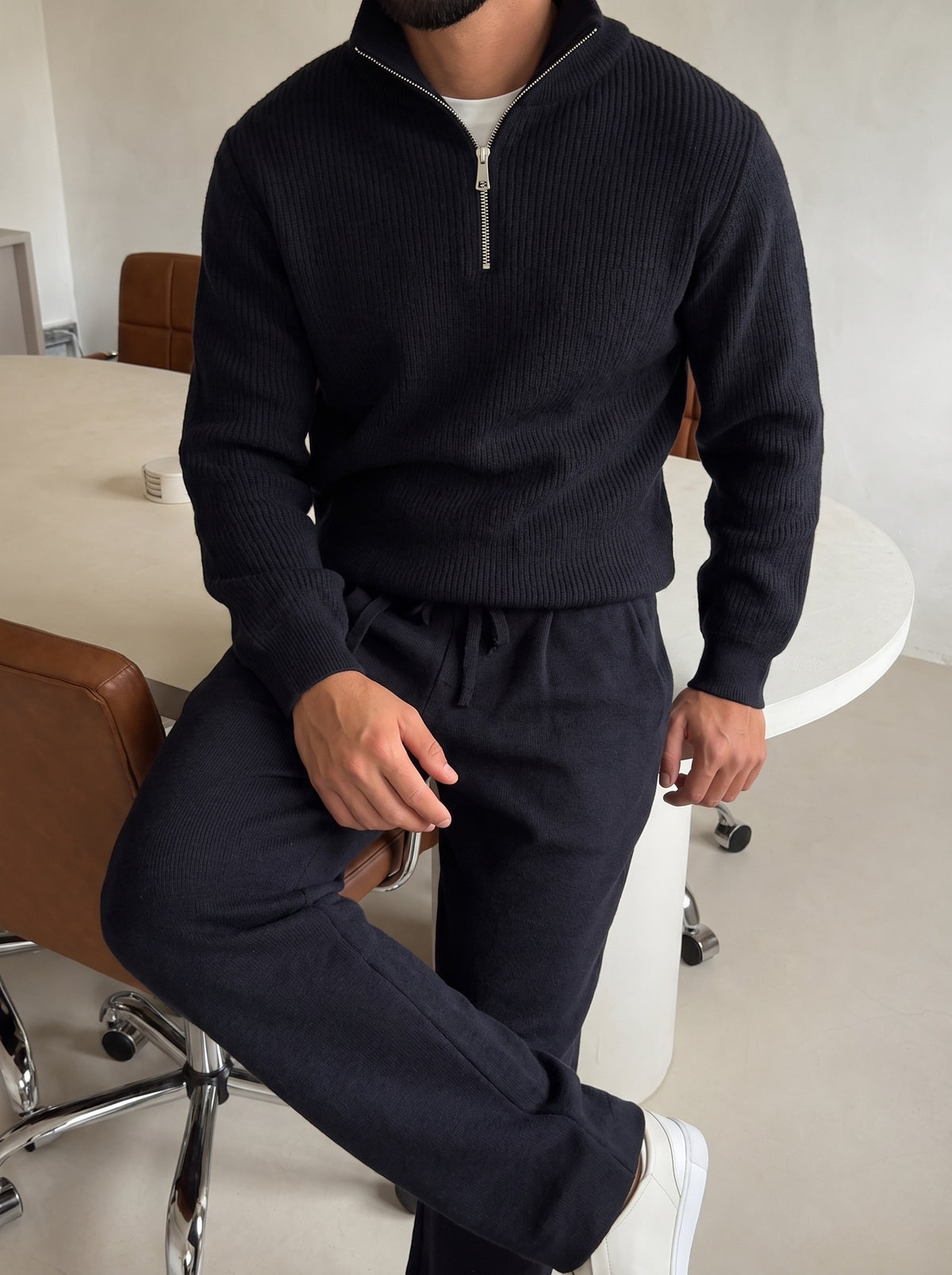 Ravenna Knit Polo Set - Black