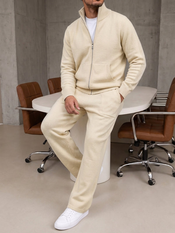 Bergamo Knit Tracksuit - Beige fabric