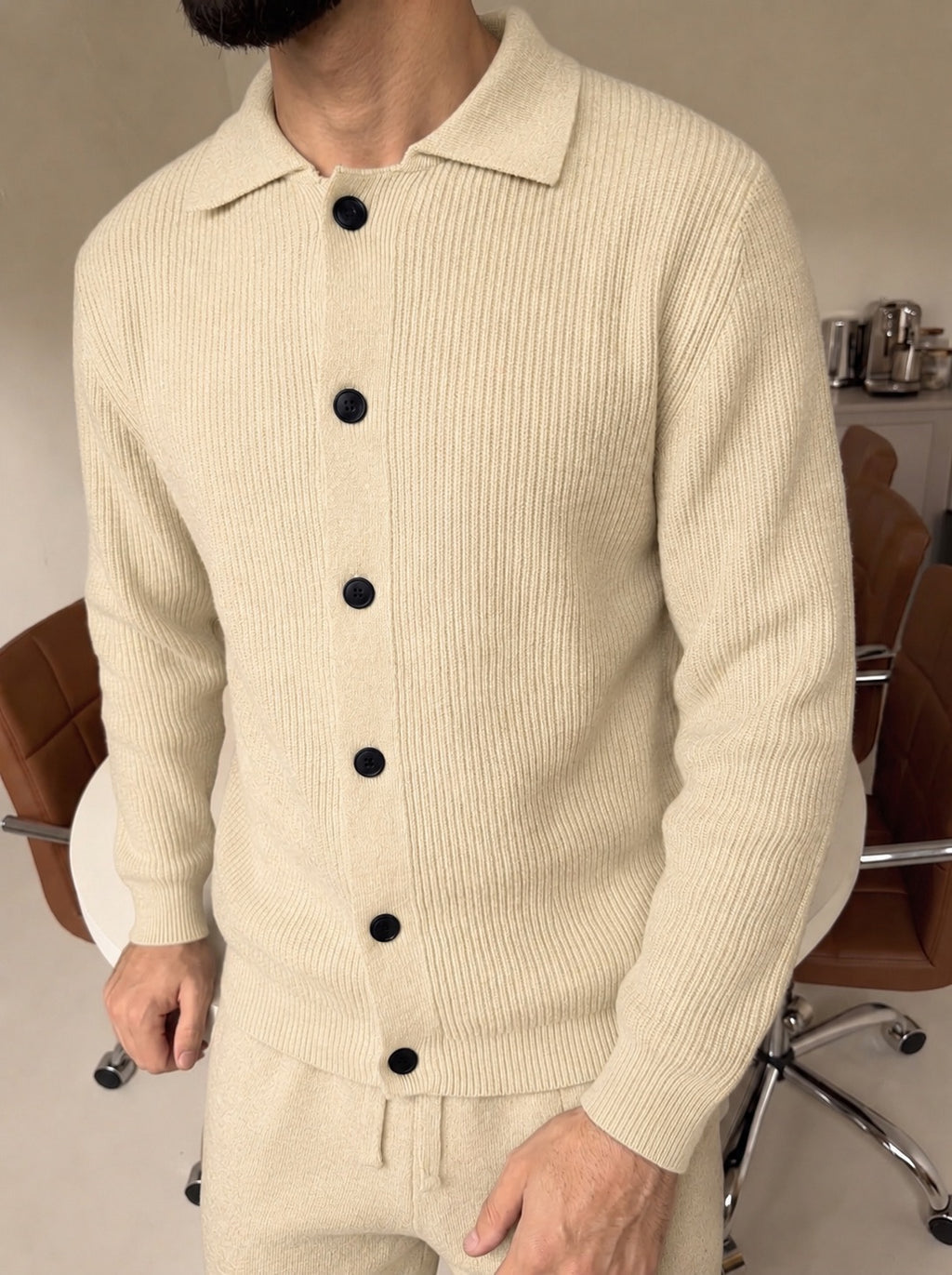 Mantova Button Knit Set - Beige