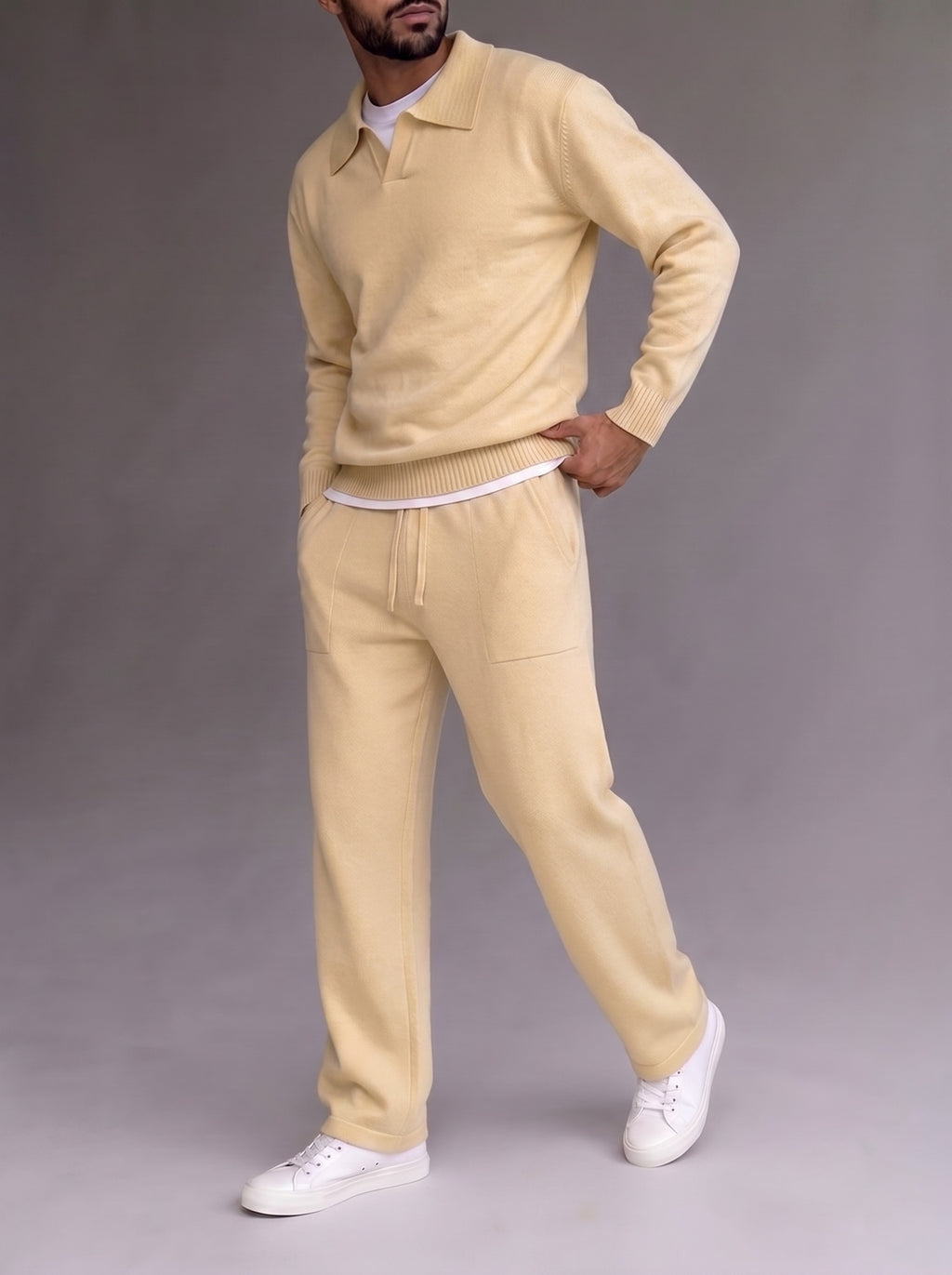Parma Knit Polo Set - Beige