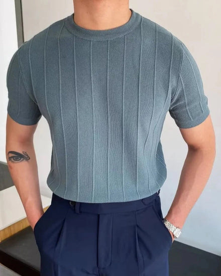 Cannes Ribbed Cotton-Linen Tee
