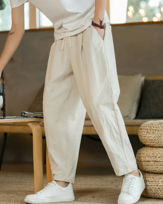 Cancun Linen-Cotton Trousers