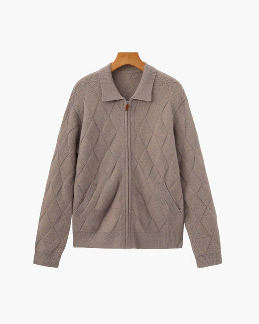 Diamond Knit Half-Zip Cardigan