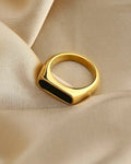 Obsidian Enamel Statement Ring
