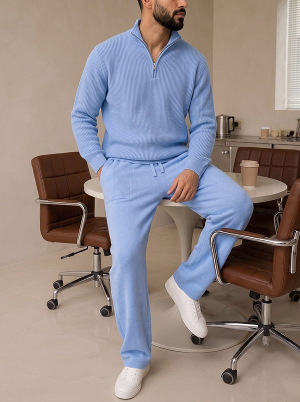 Ravenna Knit Polo Set - Light Blue fit