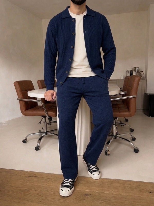 Mantova Button Knit Set - Navy fit
