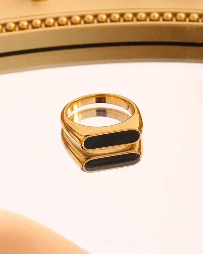 Obsidian Enamel Statement Ring