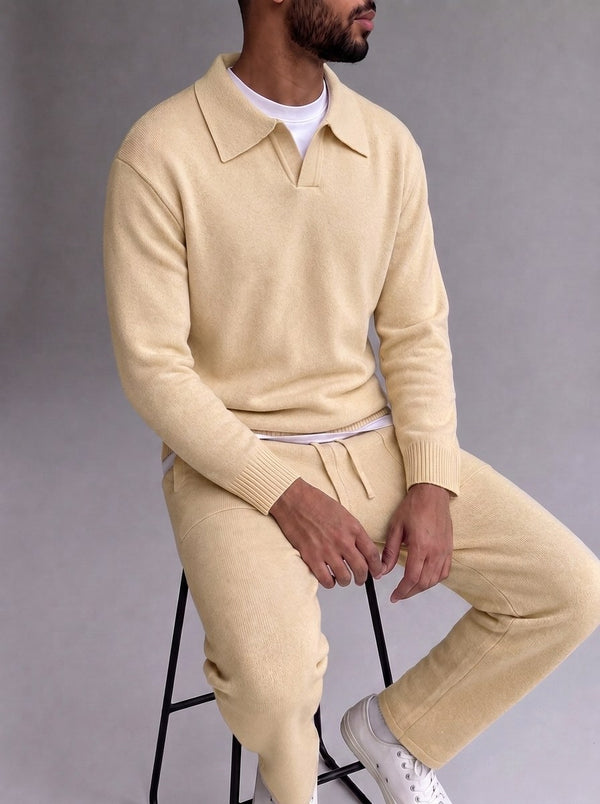 Parma Knit Polo Set - Beige fit