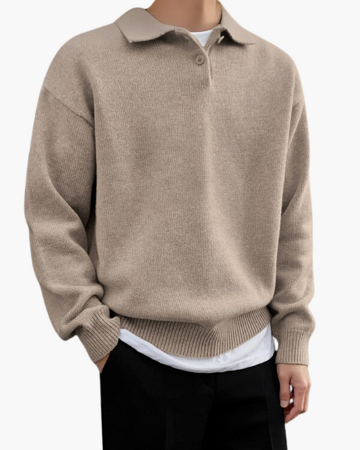 Wool Button Half-Zip Sweater