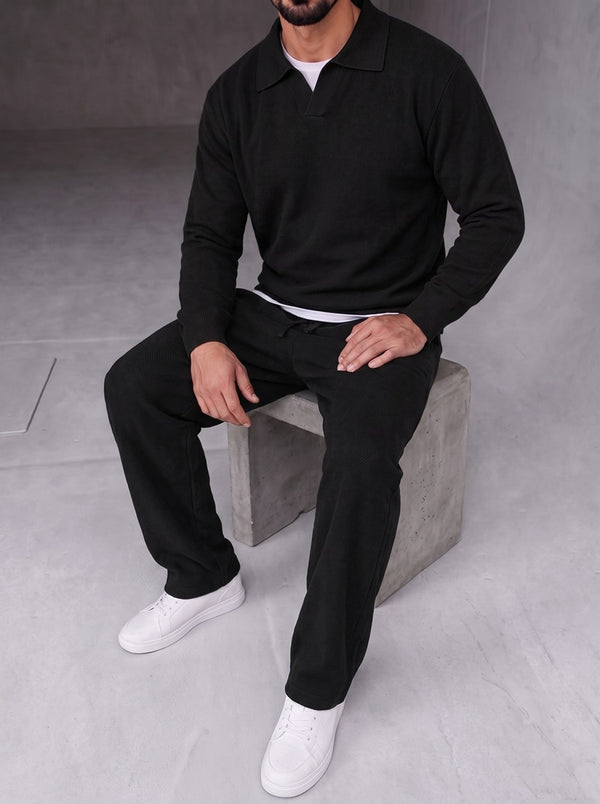 Parma Knit Polo Set - Black fit