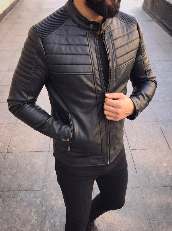 Ferrara Quilted Leather Jacket detail