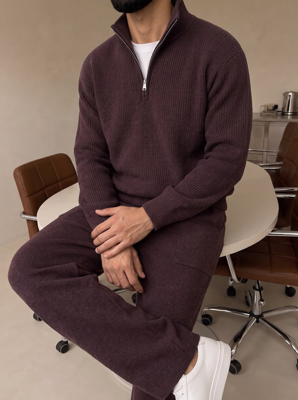 Ravenna Knit Polo Set - Chocolate fabric