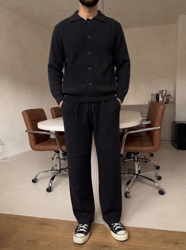 Mantova Button Knit Set - Black fabric