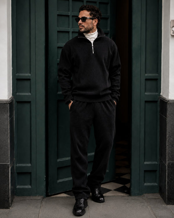 Garda Half-Zip Tracksuit - Black fabric