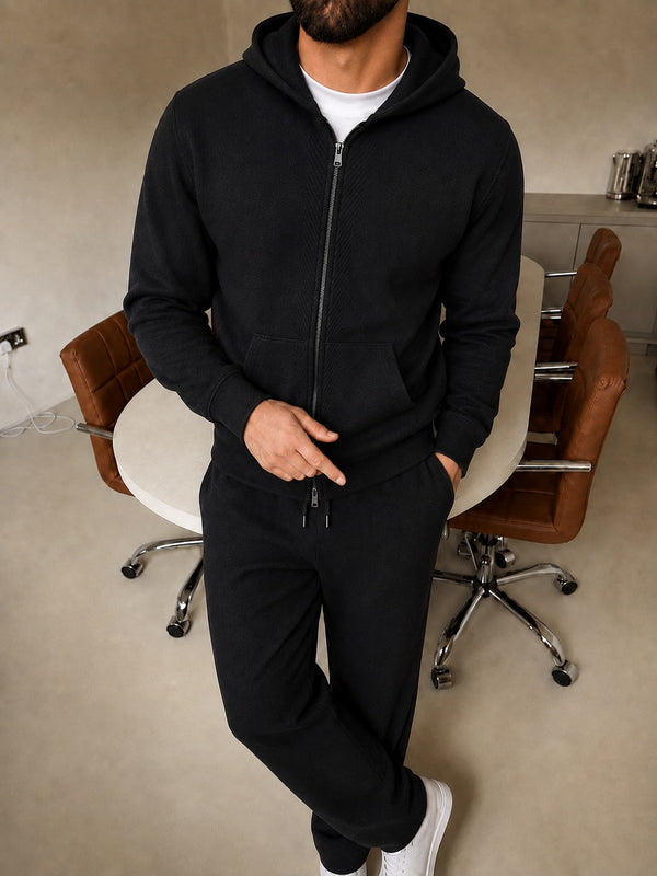 Cremona Hooded Knit Tracksuit - Black fabric