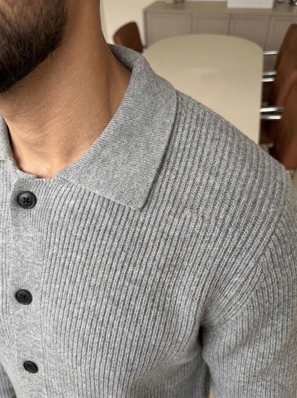 Mantova Button Knit Set - Gray fit
