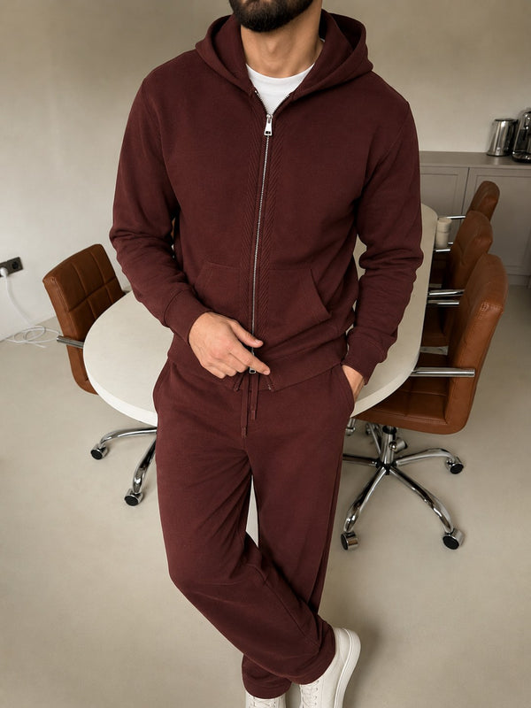 Cremona Hooded Knit Tracksuit - Chocolate fit