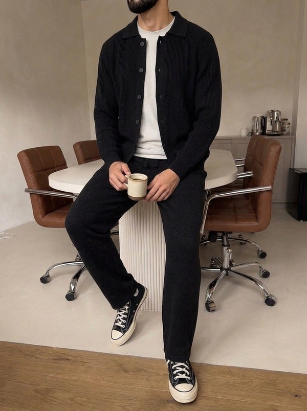 Mantova Button Knit Set - Black
