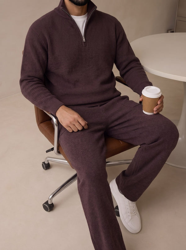 Ravenna Knit Polo Set - Chocolate detail