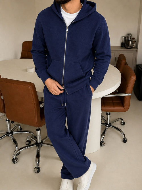 Cremona Hooded Knit Tracksuit - Navy