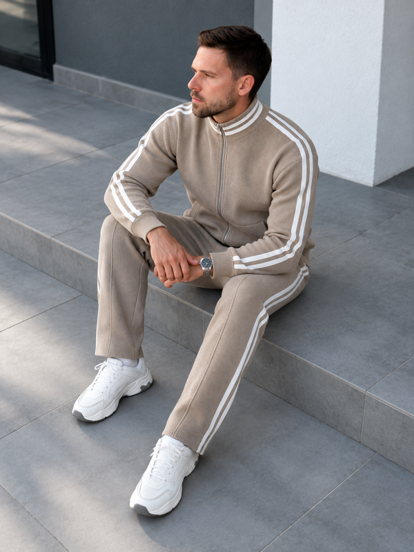 Asti Knit Tracksuit with Side Stripes